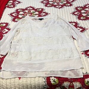 AB Studio White Lace Blouse